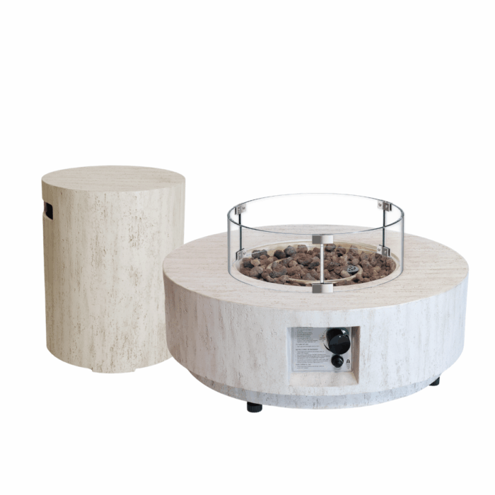 Happy Cocooning Vuurtafel Set Estate 76 Travertin