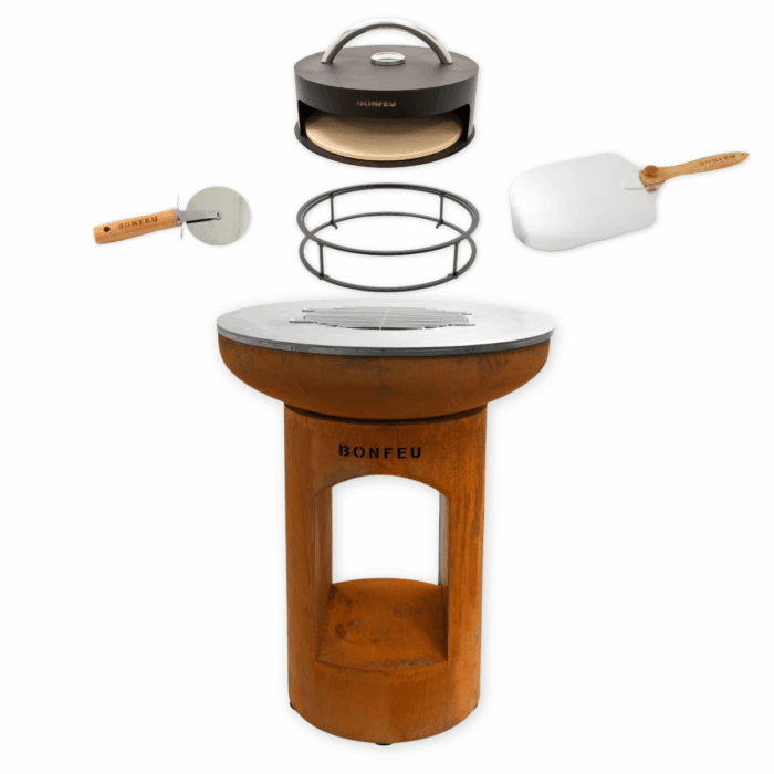 BundelDeal - BonFeu BonBiza Open Corten + Pizzaoven + Standaard + Pizzaschep + Pizzasnijder