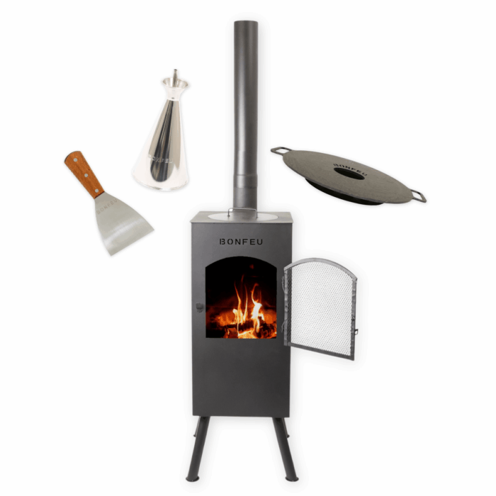 BundelDeal - BonFeu BonCarré Zwart + Plancha + Oliekan + Spatel