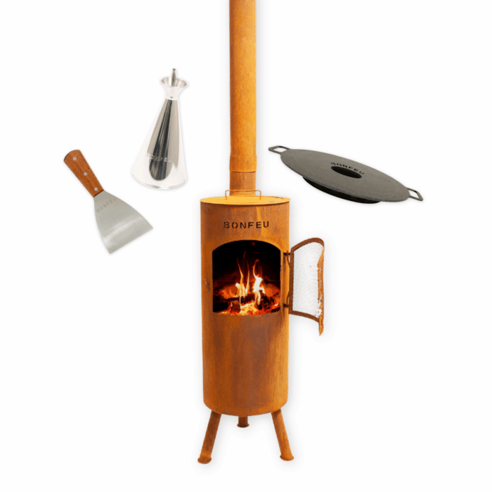 BundelDeal - BonFeu BonGiano LP Corten + Plancha + Oliekan + Spatel