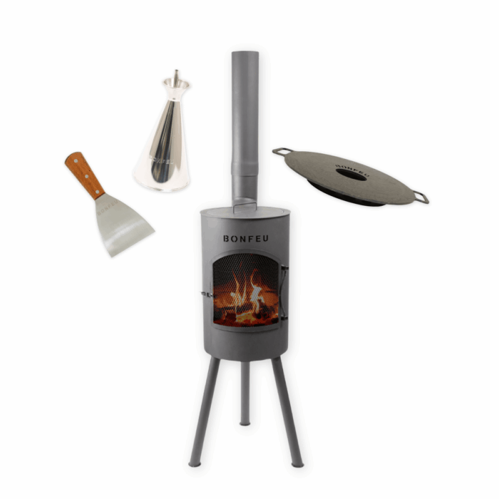 BundelDeal - BonFeu BonGiano SP Zwart + Plancha + Oliekan + Spatel