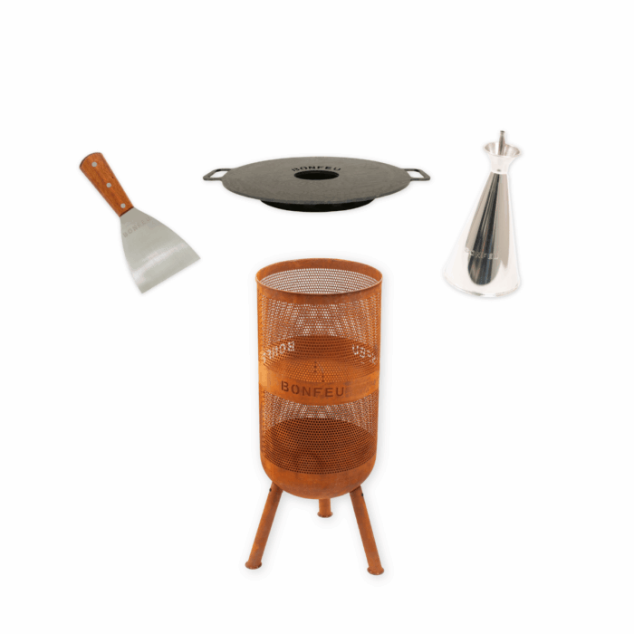 BundelDeal - BonFeu BonVes 34 Corten + Plancha + Oliekan + Spatel
