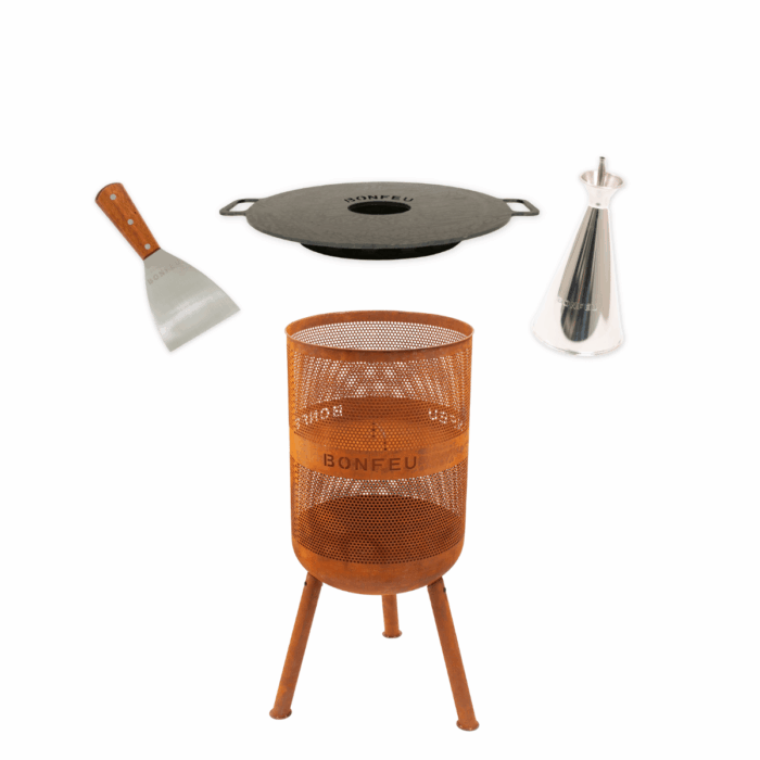 BundelDeal - BonFeu BonVes 45 Corten + Plancha + Oliekan + Spatel