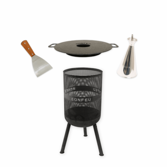 BundelDeal - BonFeu BonVes 45 Zwart + Plancha + Oliekan + Spatel