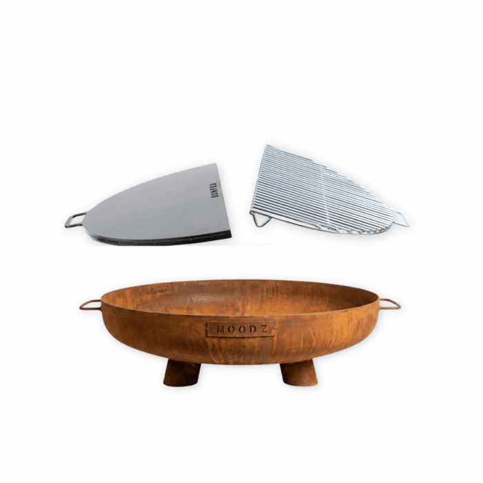 BundelDeal - MOODZ Vuurschaal Feet & Handle 60 + BonPlancha 1/2 60 + BonGrill 1/2 60