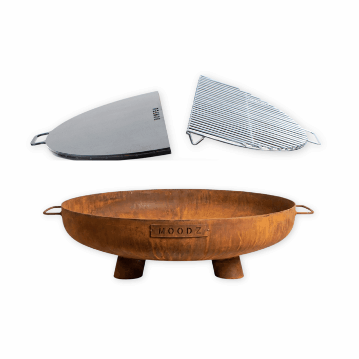 BundelDeal - MOODZ Vuurschaal Feet & Handle 80 + BonPlancha 1/2 80 + BonGrill 1/2 80