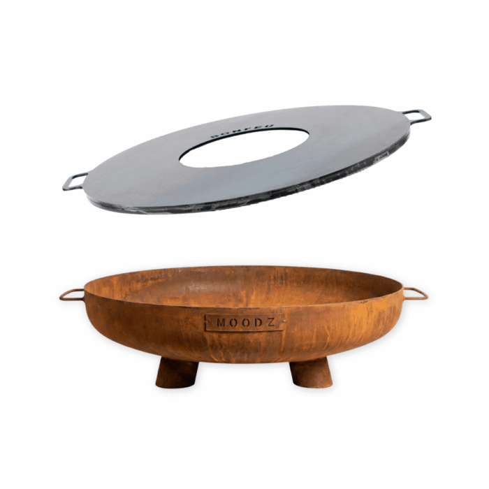 BundelDeal - MOODZ Vuurschaal Feet & Handle 80 + BonPlancha 80